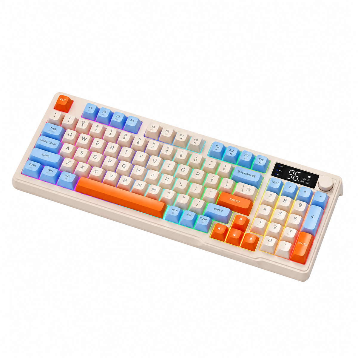 Wireless Mechanical Gaming Keyboard With Display Screen And PBT Keycaps