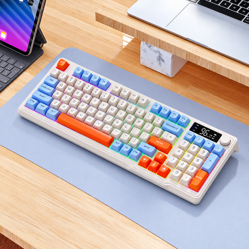 Wireless Mechanical Gaming Keyboard With Display Screen And PBT Keycaps
