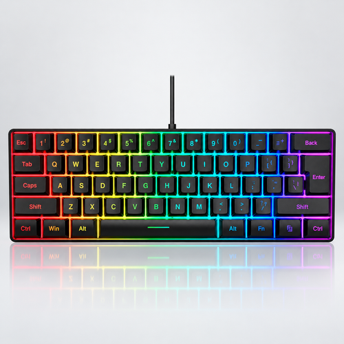 61 Key Rgb Wired Gaming Keyboard With Compact Abs Keycaps And 1.7m Cable