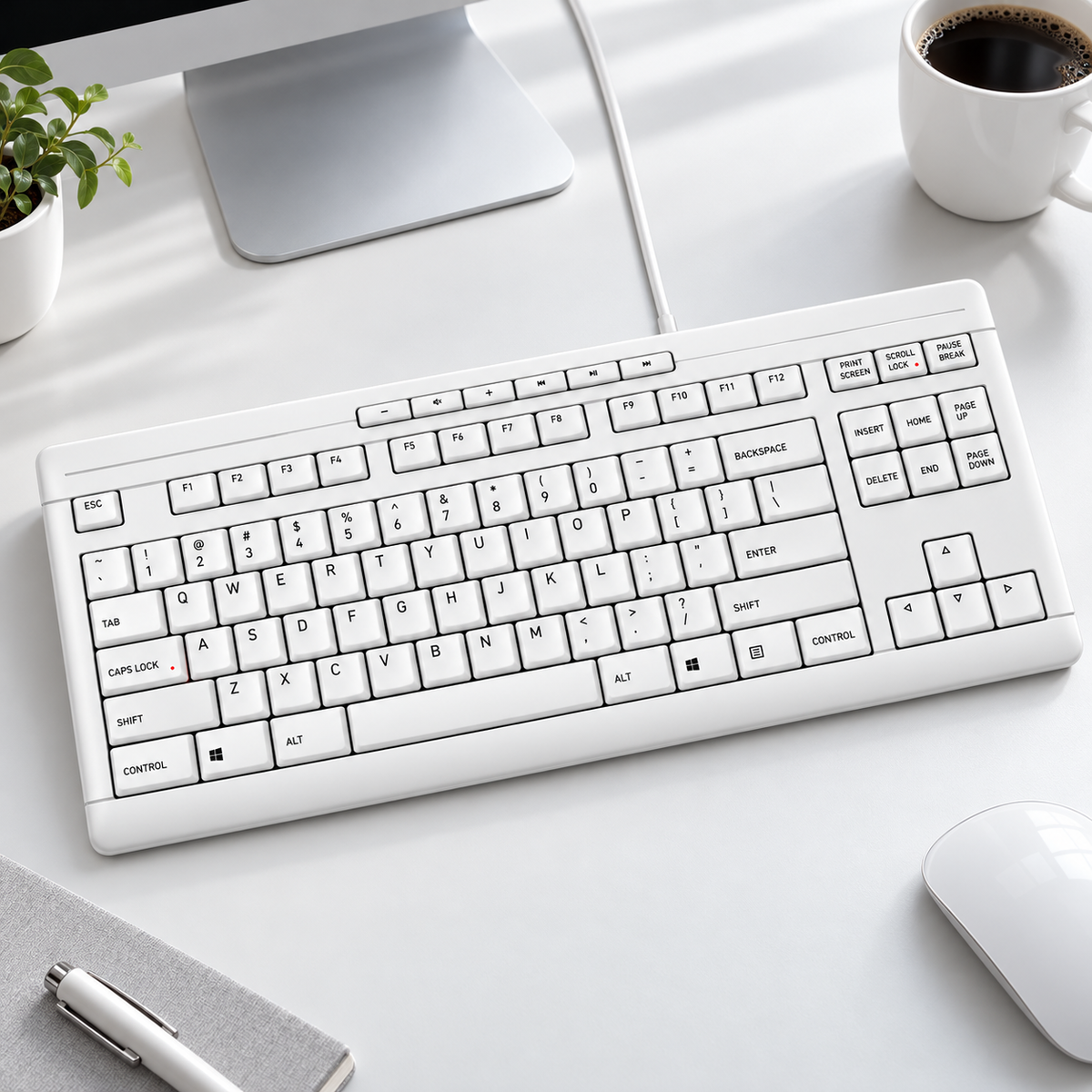 Compact Tenkeyless Wired Keyboard With Whisper Quiet Typing And Ergonomic Design