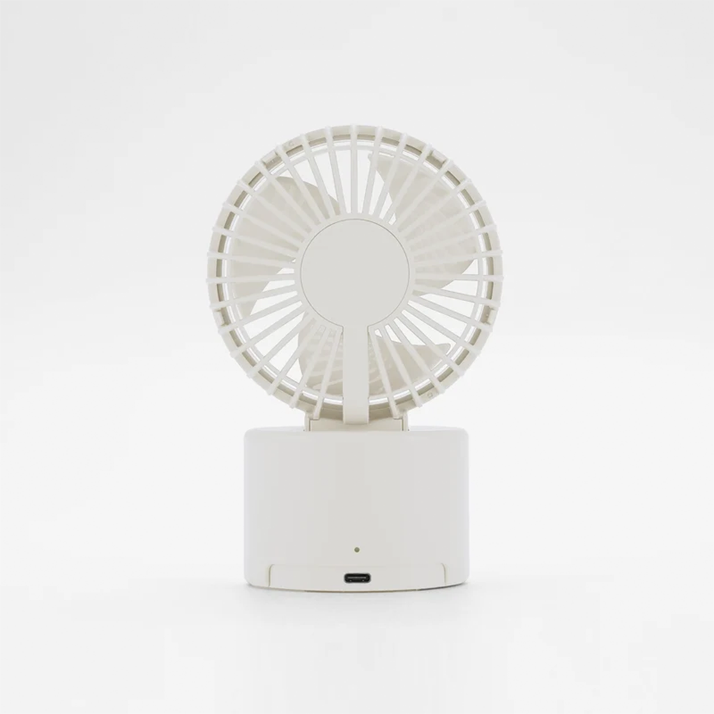 White Compact Cordless Usb-C Desk Fan With Horizontal Oscillation And Adjustable Angle