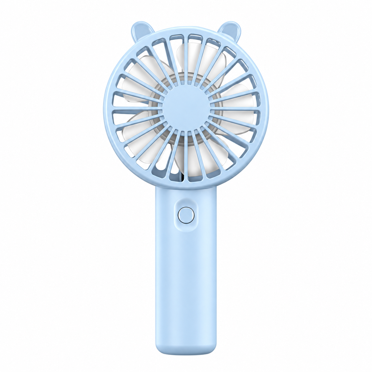 Blue Rechargeable Mini Handheld Fan With 3 Wind Speeds And Desktop Phone Holder Base