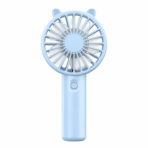 Blue Rechargeable Mini Handheld Fan With 3 Wind Speeds And Desktop Phone Holder Base